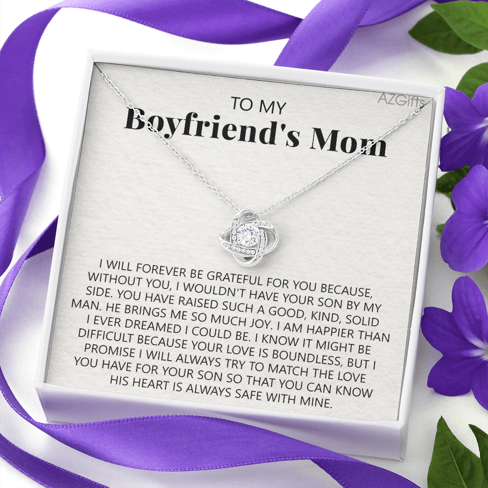 To My Boyfriend's Mom Necklace From Girlfriend, Jewelry Gifts For Boyfriend's Mom On Mothers Day Birthday Anniversary, Presents for Mom Necklace for Women, Boyfriend's Mom Gift Love Knot Necklace