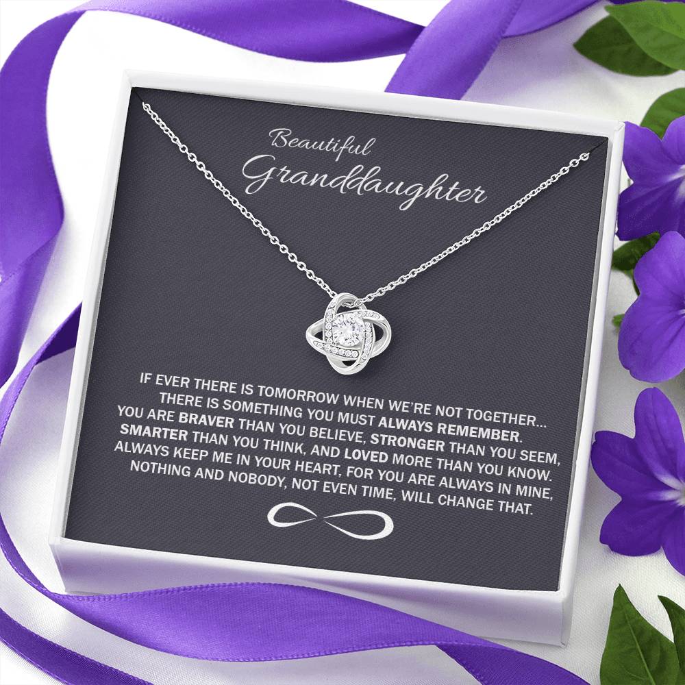 To My Beatiful Granddaughter Love Knot Necklace From Grandma - Granddaughter Gift Necklace, Pendant Keepsake Gifts For Granddaughter, Jewelry Gift For Girls On Birthday, Graduation Gift, Christmas