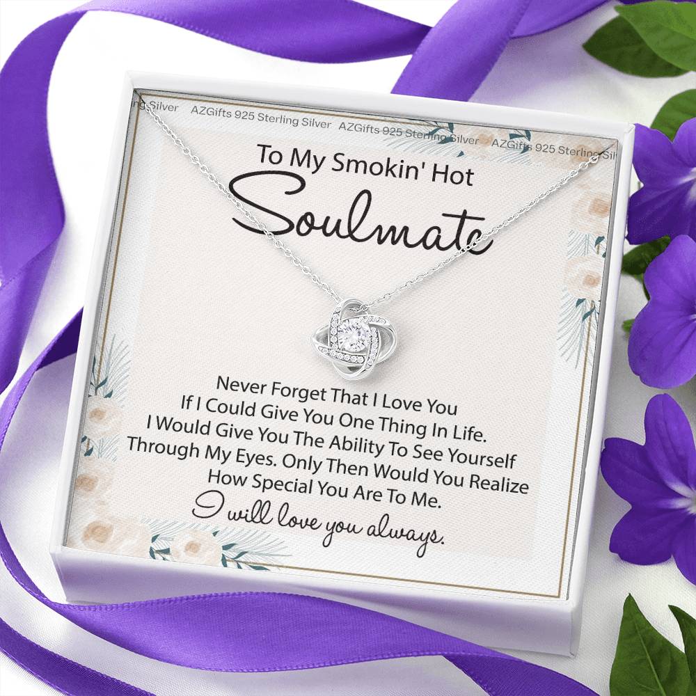To My Smokin Hot Soulmate Necklace Gift From Husband Boyfriend, Birthday Necklace For Wife, Smokin Hot Gift Necklace for Her Romantic, Girlfriend Gift Necklace Smokin Hot Soulmate Message Card