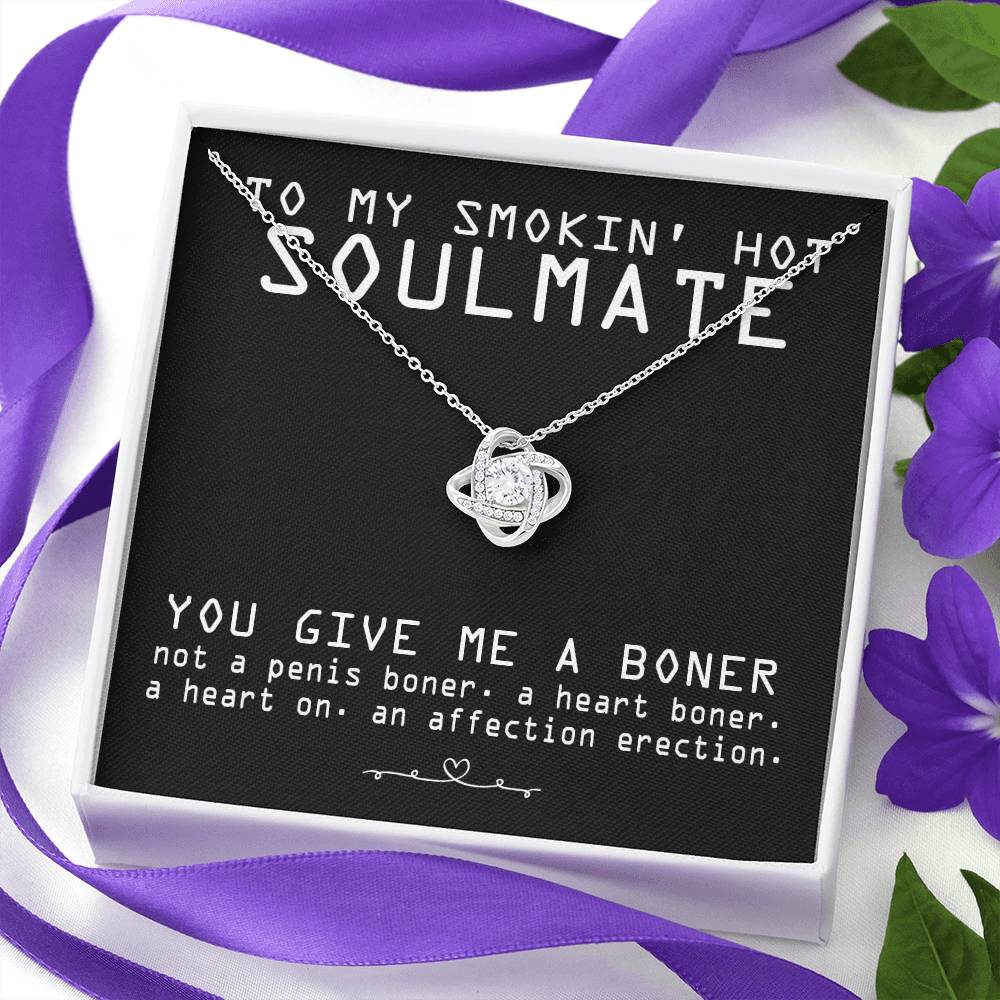 To My Smokin' Hot Soulmate Necklace From Husband, Boyfriend To Soulmate Gift for Fiancee Wife Smokin' Hot Birthday Present Xmas Gift Necklace for Her Romantic, Girlfriend Gift Necklace Message