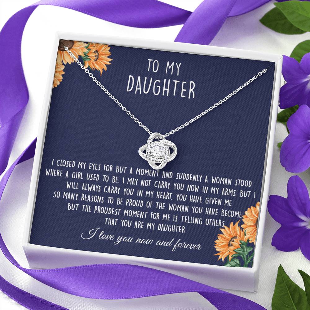 Gift Necklace For Daughter, To My Daughter Love Knot Necklace From Mom - I Love You Now And Forever Necklaces For Daughter From Mom And Dad Daughter Necklace,vSuddenly A Woman Jewelry Gift For Girls