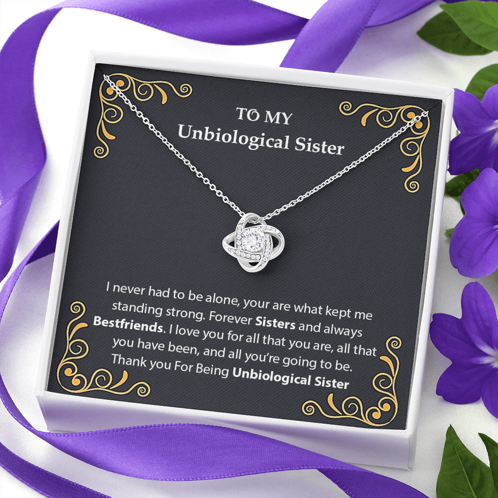 To My Unbiological Sister Love Knot Necklace From Sister, Bonus Sister Gift Necklace, Sister-in-Law Gift Pendant, Love Knot Jewelry for Sister in Law, Step Sister Gift, Soul Sister, Best Friend
