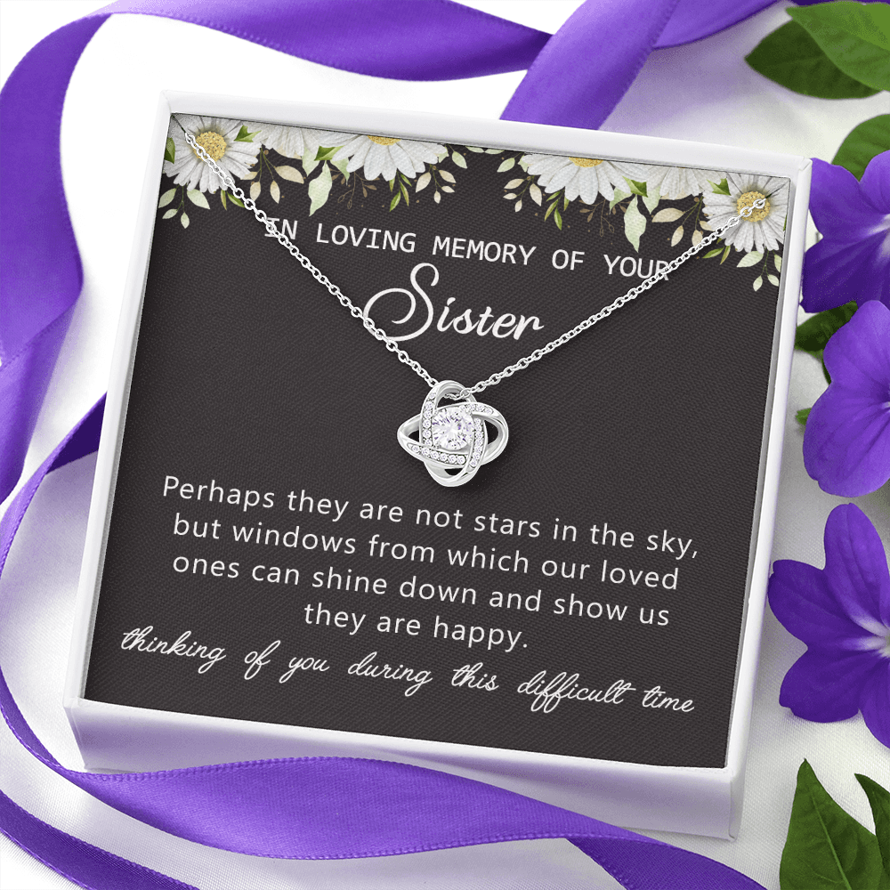In Loving Memory Of Your Sister Love Knot Necklace, Sympathy Loss Of Sister Pendant, Sympathy Gift Box For Sister, Loss Of Sister Necklace For Sister, Condolence Gifts Pendant, Jewelry for Women