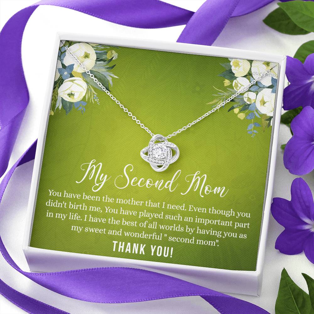 Second Mom Necklace, To My Second Mom Love Knot Necklace Gift From Daughter, Mother And Daughter Gift Necklace Personalized Gift Necklace For Mom, Thank You Love Knot Necklace Gift For Women