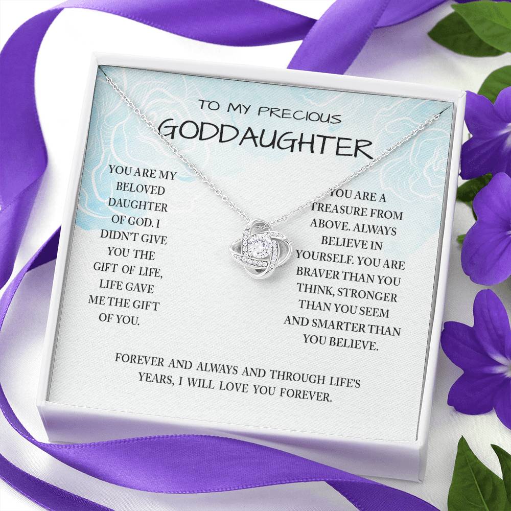 To My Preccious Goddaughter Necklace From Grandma And Grandpa, To Goddaughter Love Knot Necklace, Gift Necklace To Goddaughter, You Are My Beloved Daughter Of God Necklace Gift For Girls, Daughter