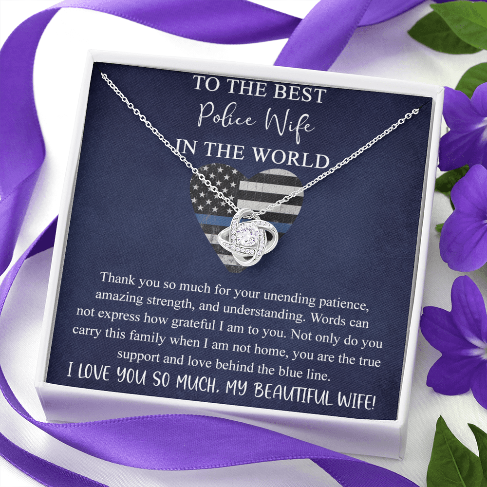 Police Wife Gift Necklace, To The Best Police Wife Love Knot Necklace Gift From Husband, Wife of Police Officer Gift Necklace, Love Knots Pendant Gift For Wife, Soulmate, Police Wife Gift Pendant