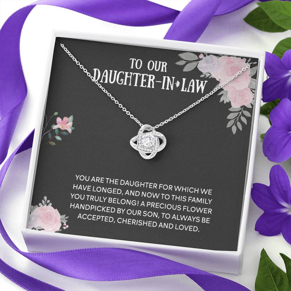 Personalized Gift Necklace From Mother In Law - Daughter Love Knot, To Our Daughter-In-Law Gift Necklace From Mother-in-Law, Daughter-in-Law Pendant Gift On Birthday Gift, Graduation Gift