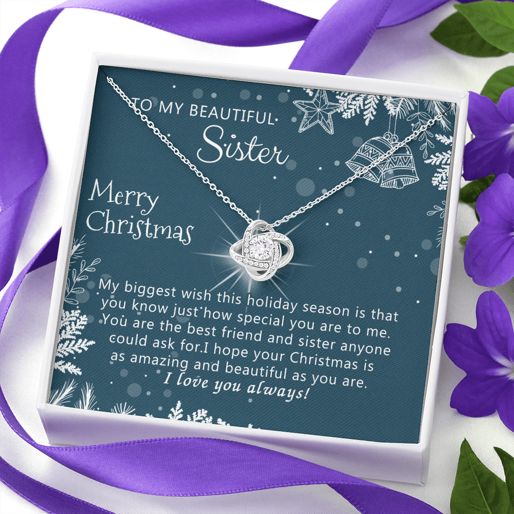 Personalized Gift Necklace, To My Beautiful Sisters Love Knot Necklace from Brother, Sisters Gift from Brother to Sisters Birthday Gift Necklace for Her, Jewelry Gift for Girls, Sister Gift Necklace