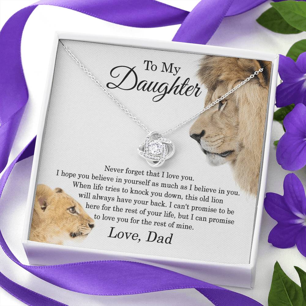 Daughter Gifts From Dad,To My Daughter Lion Dad And Daughter Necklace, Love Knot Necklace Birthday Gift for Daughter From Dad, Christmas Gift For Daughter Necklace, Father Daughter Necklace