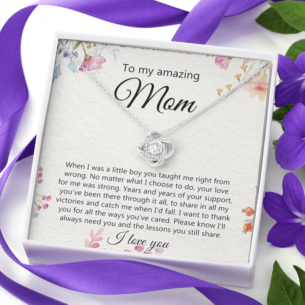 To My Amazing Mom Necklace From Daughter, Son Necklace Gift For Mom, Thank You Mom, Mother Necklace Gift On Mother's Day Birthday Gift, Anniversary, Mom Love Knot Necklace Jewelry Gift For Women