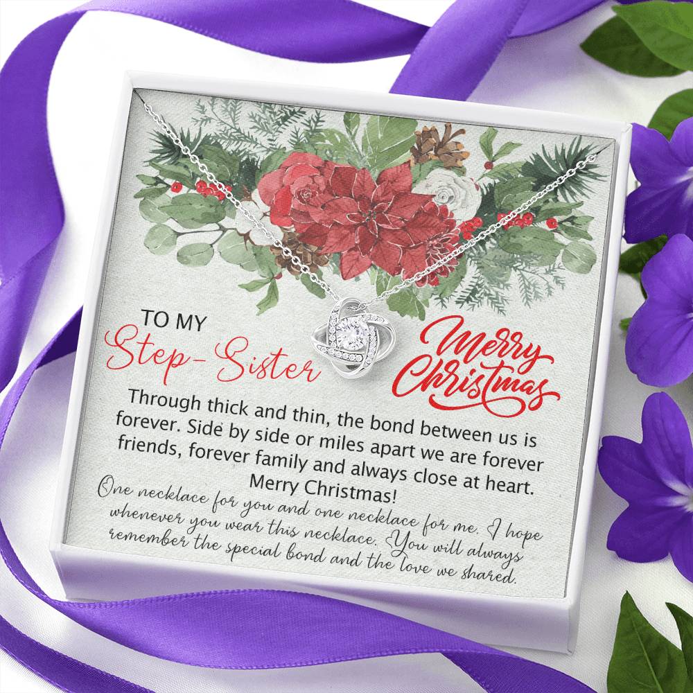 To My Step Sister Love Knot Necklace From Brother, Best Friend Pendant Inspirational Gift Necklace For Step Sister, Jewelry Gift For Girls, Women Bonus Sisters Gift Necklace, Necklace For Sister