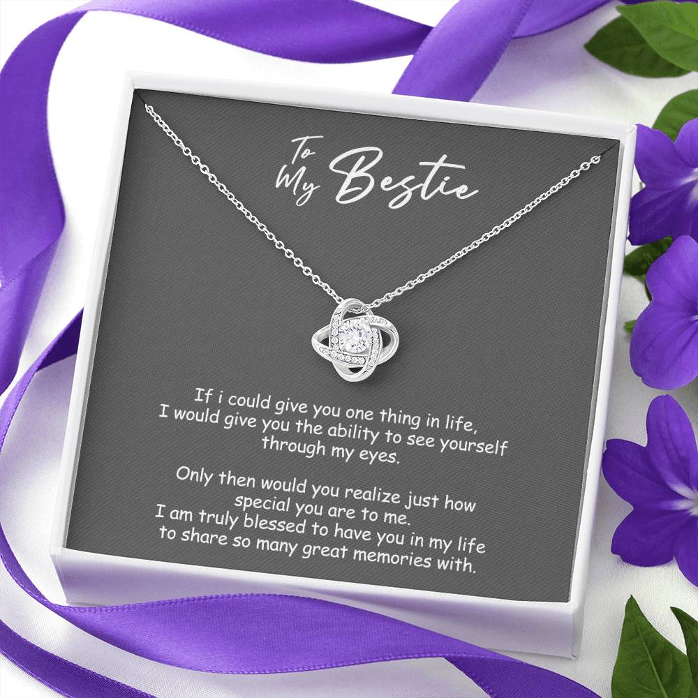 To My Badass Bestie Necklace From Men, Boyfriend, Besttie Gift Necklace, Bestie Wedding Gift Love Knot Pendant, Bridesmaid Gift for Badass Bestie Love Knot Necklace On Valentine's, Anniversary