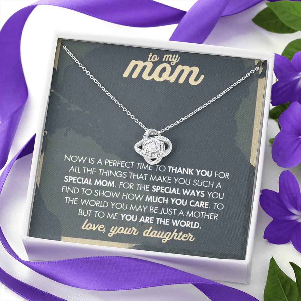 Mother And Daughter Necklace, To My Mom Love Knot Necklace From Daughter, Now Is A Perfect Time To Thank You Necklace Gift For Mom, Mother On Birthday Gift Anniversary Wedding Day Necklace For Mom