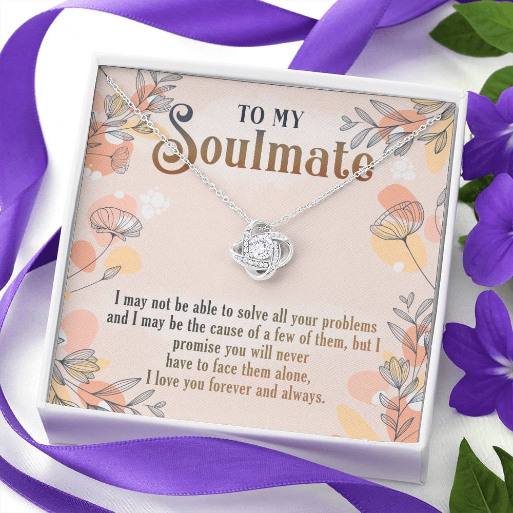 To My Soulmate Necklace Gift From Husband, Boyfriend To Wife, Girlfriend, Soulmate Gift Love Knot Necklace On Valentines Day Christmas Necklace for Her Romantic, Jewelry Gift For Women