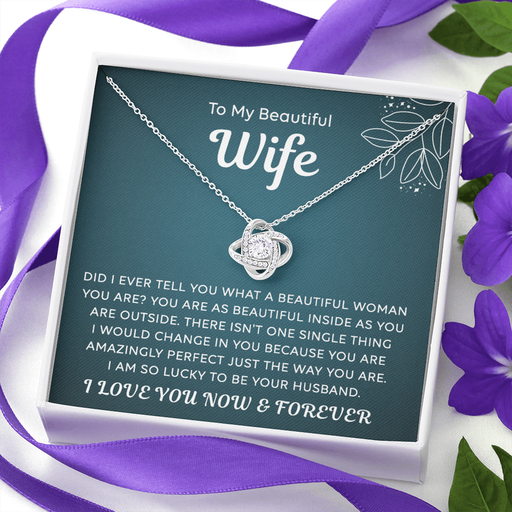 Wife Gift Necklace, To My Beautiful Wife Necklace From Husband, Wife Love Knot Necklace From Husband, Jewelry Gift For Women, Beautiful Women, Badass Wife Gift Necklace, Soulmate Gift Necklace