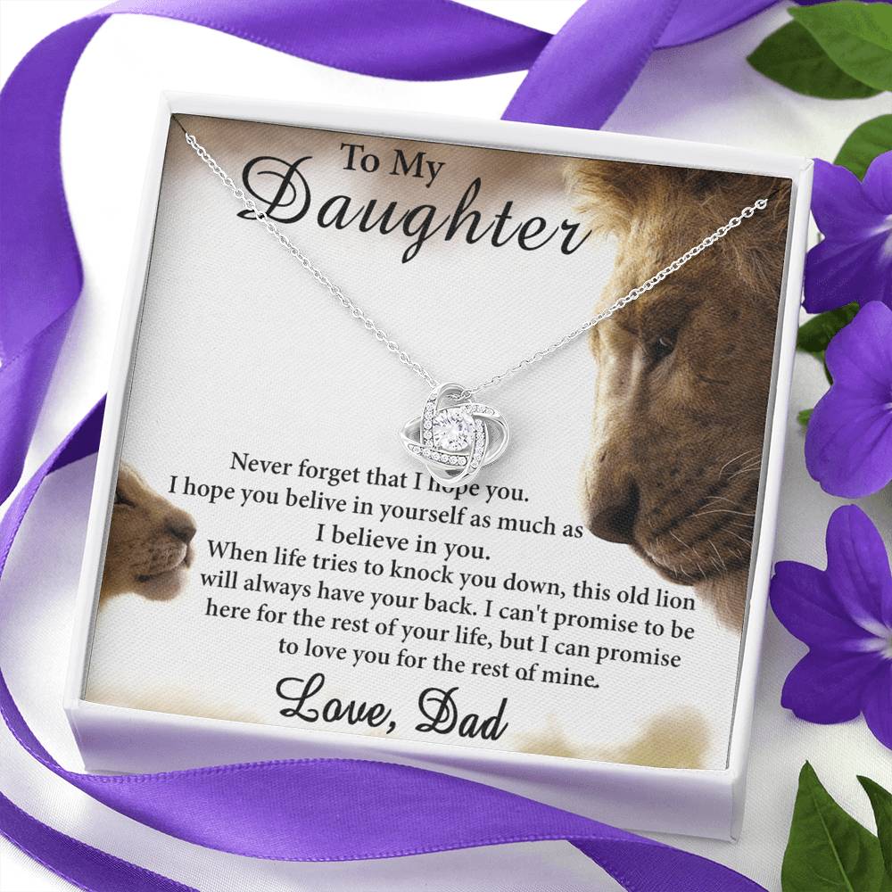 Father Daughter Necklace - Sterling Steel Necklace For Daughter, Necklace Gift On Graduation Gift Birthday Gifts for Daughter from Dad - Lion Daughter Jewelry Gift For Girls, Little Girl Necklace