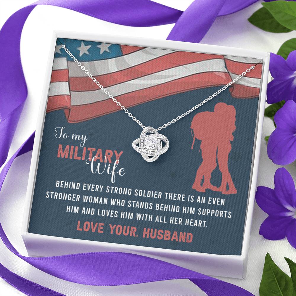 To My Military Wife Necklace From Husband Love Knot Military Necklace Gift For Wife Husband To Wife Love Knot Pendant For Wife Military Jewelry Gift For Women Army Gift Necklace Military Pendant