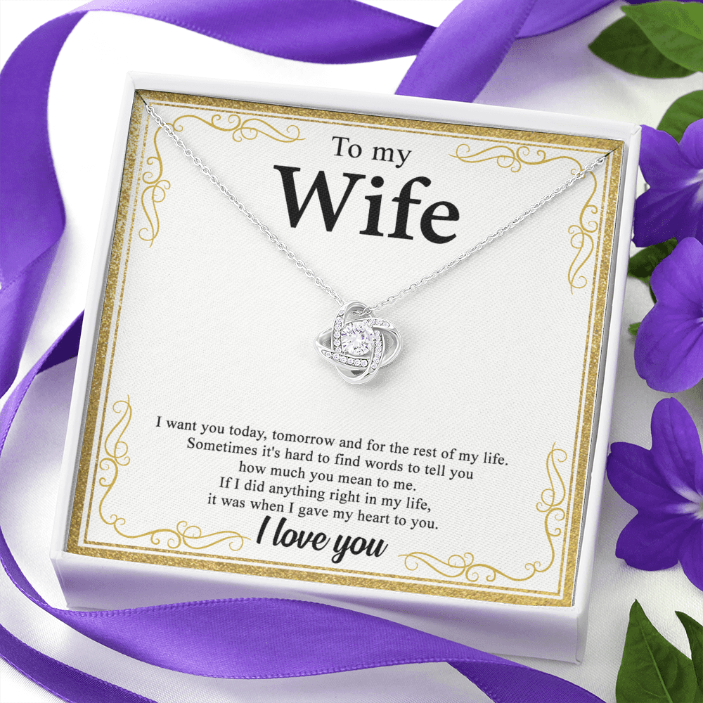 To My Wife Necklace From Husband My Heart To You Necklace Gift For Wife, Wife Gift Necklace, Husband To Wife Gift Love Knot Pendant Gift From Men Jewelry Gift For Women Soulmate Gift Pendant