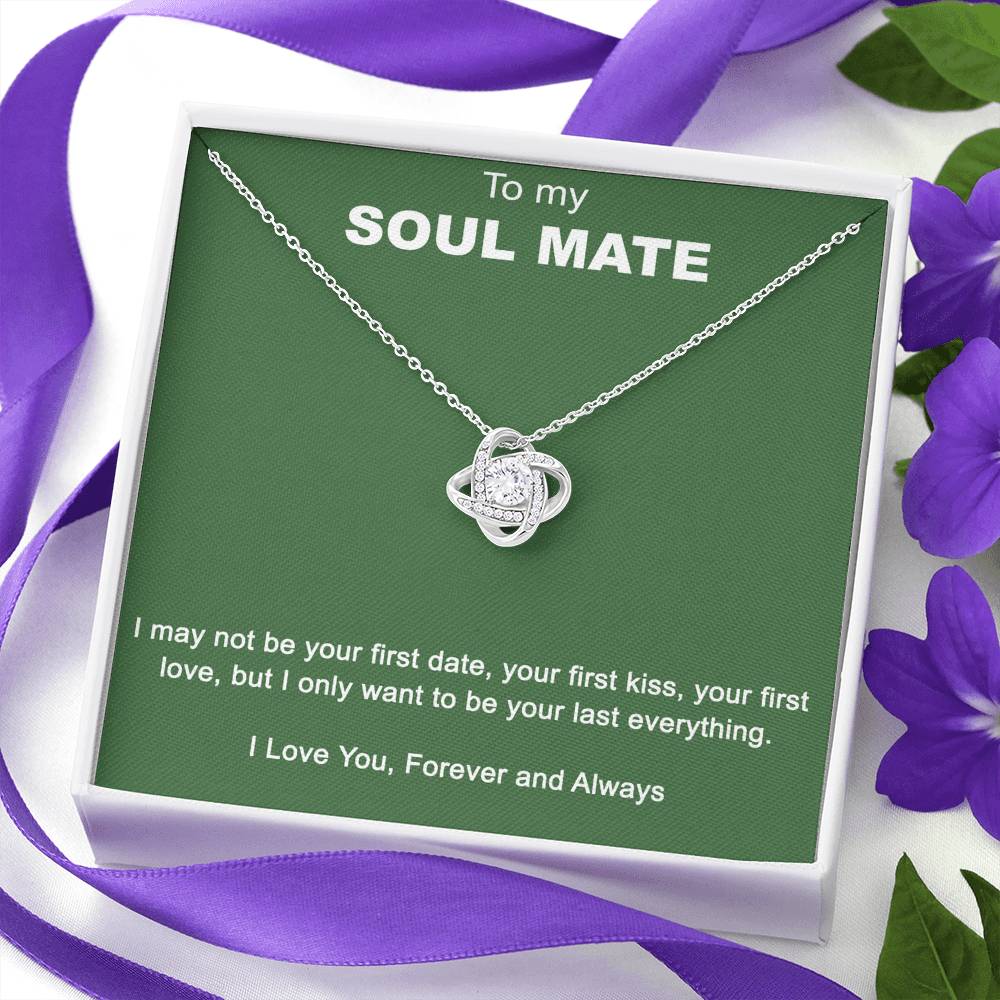 To My Soul Mate Love Knot Necklace Gift From Husband, Boyfriend with Message Card Gift For Soulmate Love Knot Pendant, Gift Necklace for Her Romantic Soulmate Gift Pendant, Girlfriend Gifts