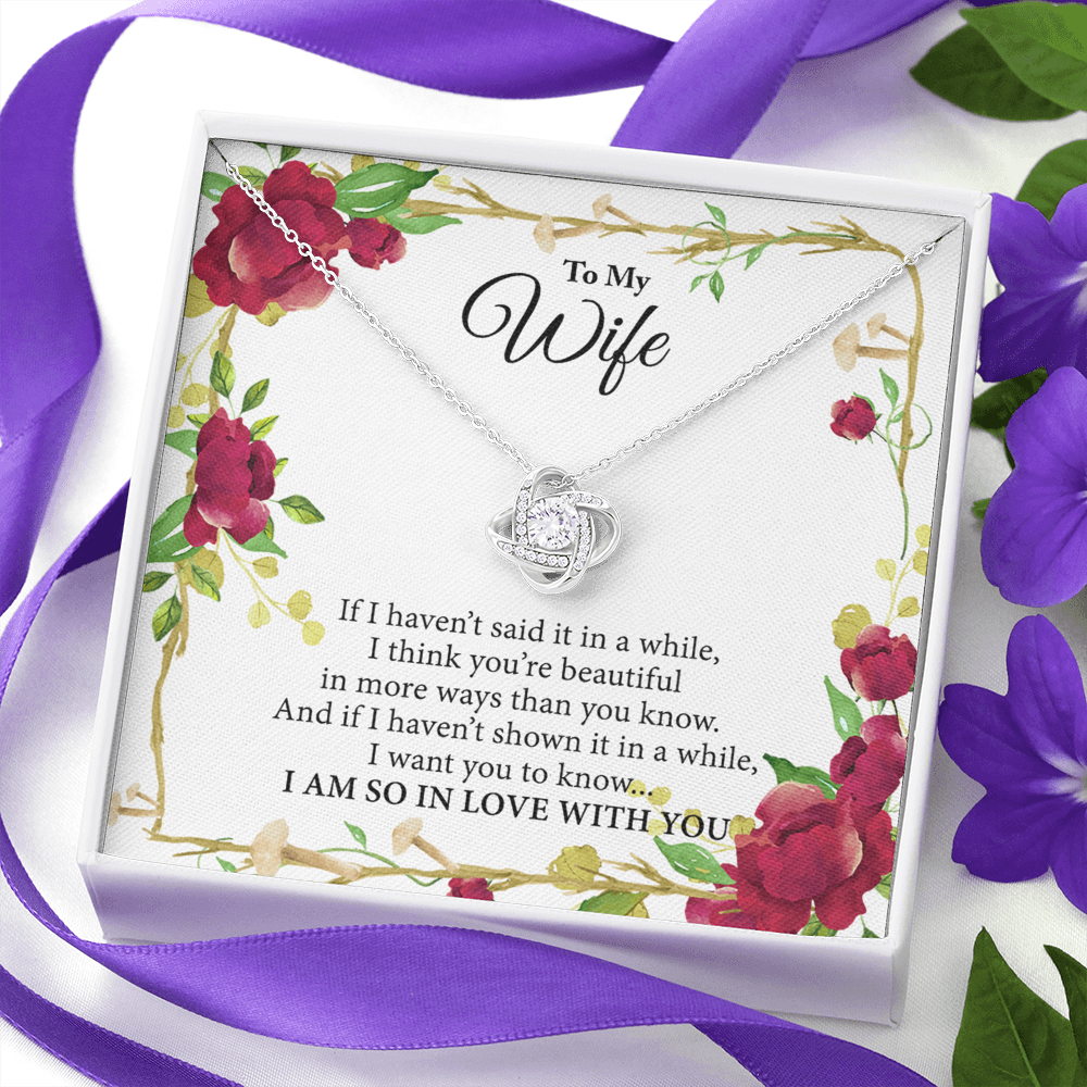 Wife Gift Necklace From Husband, To My Wife Necklace, Wife Love Knot Necklace From Husband, Jewelry Gift For Women Badass Wife Gift Necklace Soulmate Necklace Gift From Men You're Beautiful Necklace