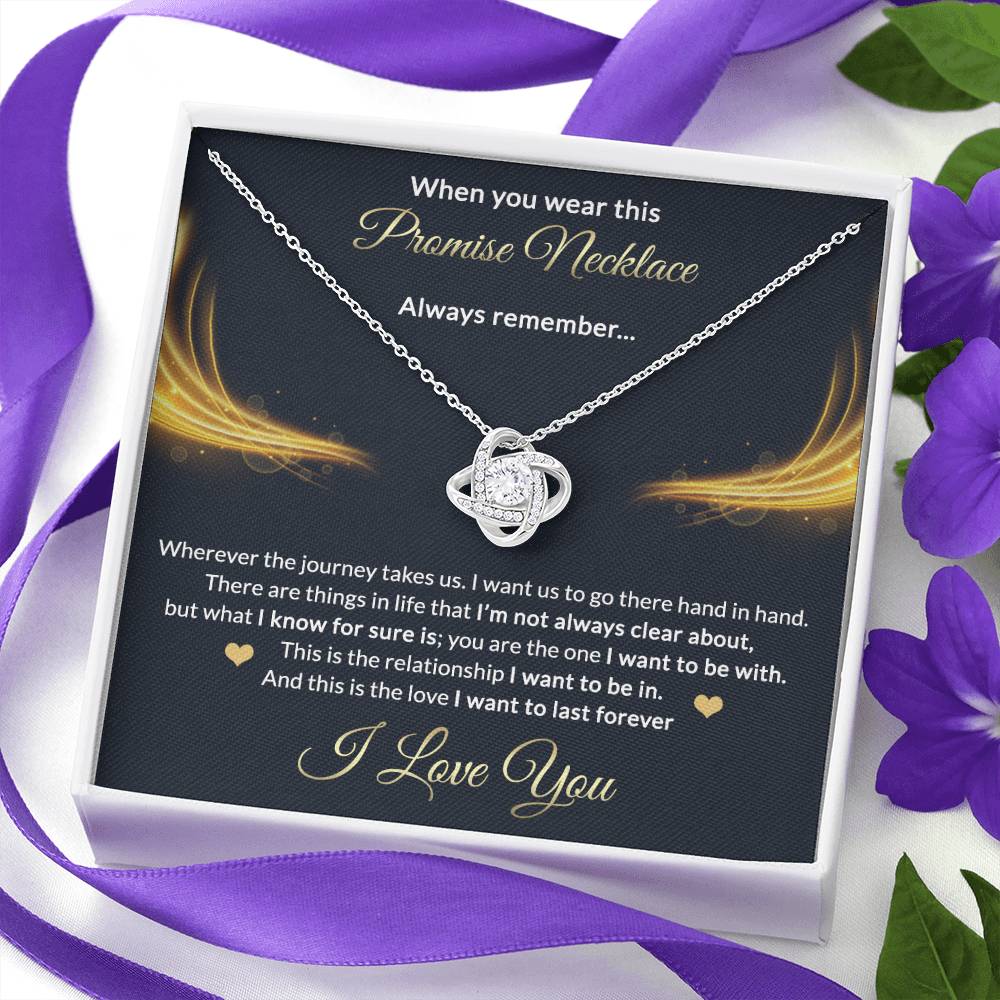 Promise Gift Necklace From Men, Jewelry Gift for Girls, Girlfriend - Promise Love Knot Necklace Gift for Women On Valentines Day, Anniversary, Long Distance Relationship Gifts Love Knot Pendant