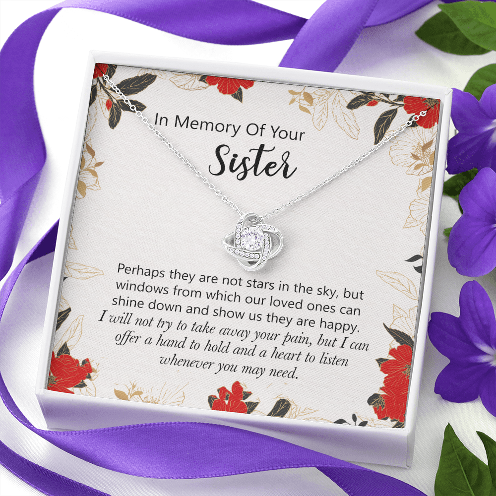 In Memory Of Your Sister Love Knot Necklace Gift For Sister, Sympathy Loss Of Sister Necklace, Memorial Gift Pendant For Loss Of Sister, Sympathy Gift Loss Of A Sister, Jewelry Gift for Women