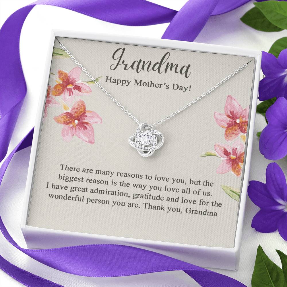 Grandma Gift Necklace - To My Grandma Love Knot Necklace from Granddaughter, Happy Mother's Day Necklace - Jewelry Gifts for Grandmother, Mimi, Gigi, Grammy on Mothers Day, Birthday, Christmas