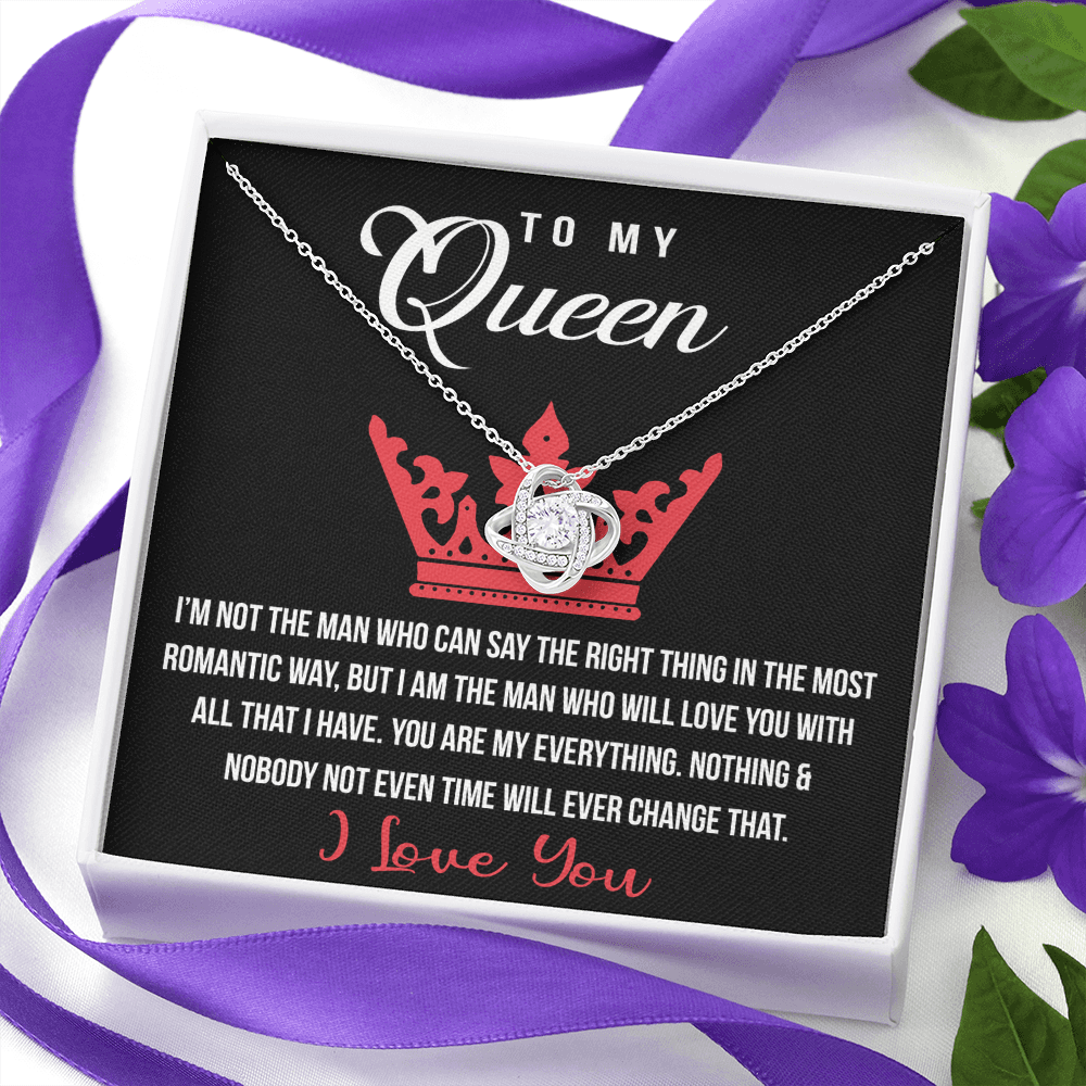 To My Queen Love Knot Necklace, Gift For Wife Girlfriend Soulmate Future Wife From Boyfriend, Husband, Girlfriend Gift Necklace - Jewelry Gift For Girls, Love Knot Pendant Gift For Girlfriend, Soulmate