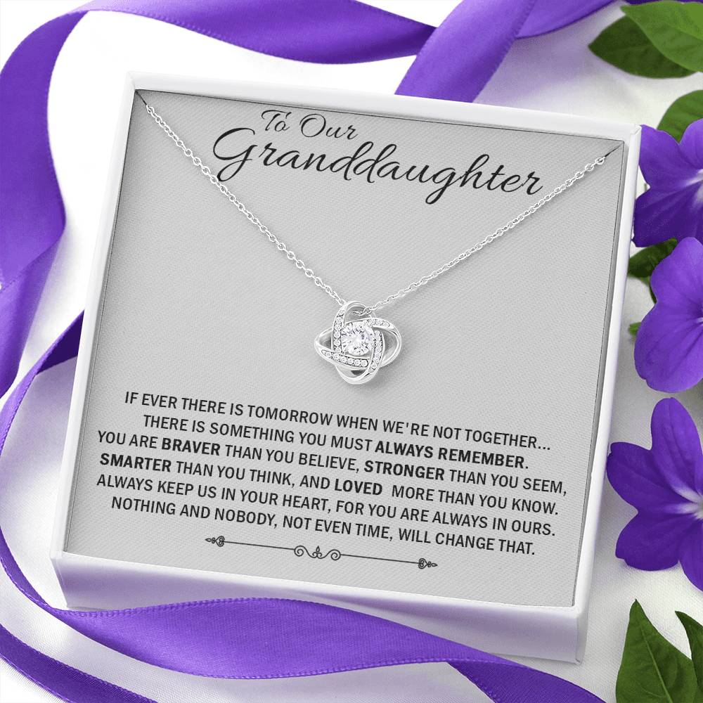To Our Granddaughter Necklace From Grandma And Grandpa, Love Knot necklace For Granddaughter, Always Remember Necklace For Granddaughter, Our Granddaughter Jewelry Gift For Girls, Littler Girl