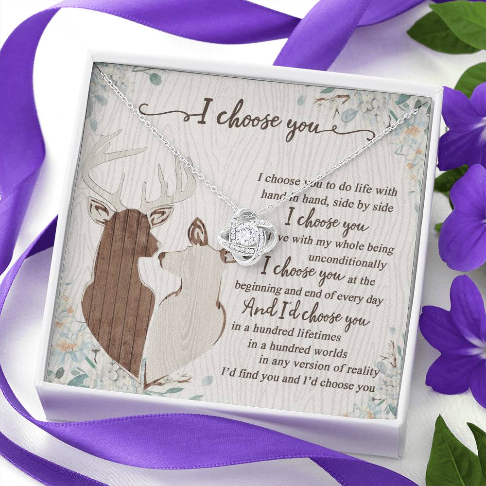 To My Smokin' Hot Doe Necklace From Husband, Boyfriend, I Choose You Hunting Love Knot Necklace Smokin' Hot Gift for Her Romantic, Girlfriend Gift Necklace Soulmate Gift Necklace With Message