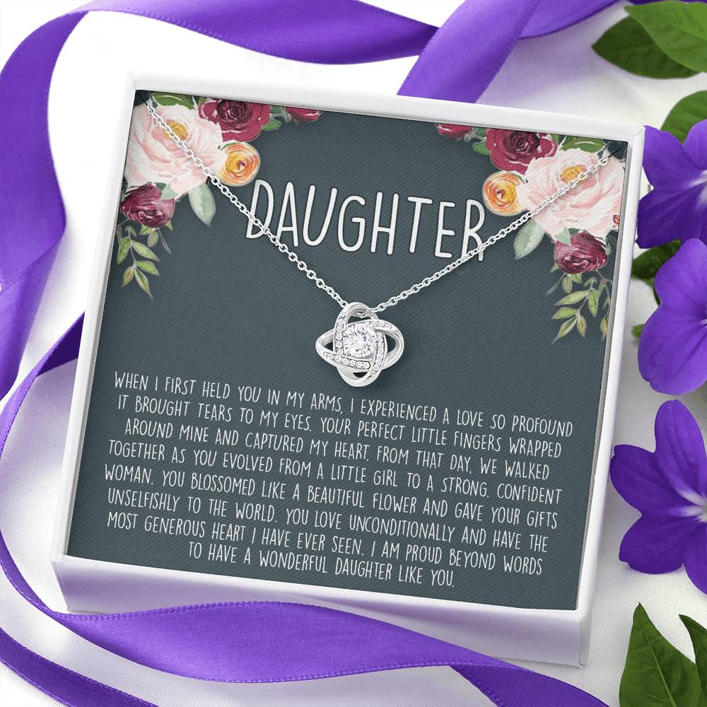 To My Daughter Love Knot Necklace From Parent And Daughter Love Knot Pendant Gift For Daughter From Mother Father To Daughter Love Knot Jewelry Gift For Girls, Wonderful Daughter Necklace