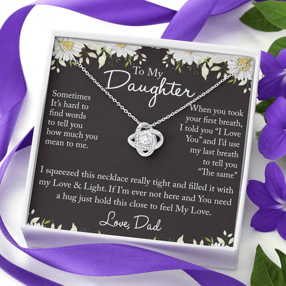 Father And Bonus Daughter Necklace, To My Daughters Necklace, Love Knot Jewelry Gift From Dad Step Dad Mom Step Mom For Birthday, Graduation Gift, Thanksgiving and Christmas, Jewelry Gift For Girls