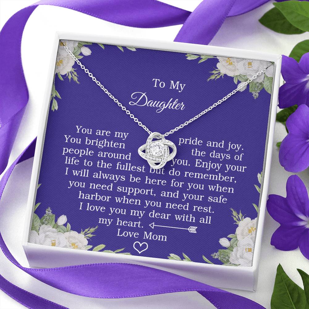 To My Daughter Love Knot Necklace From Mom And Daughter Pendant Gifts For Daughter's From Mother To Daughter Jewelry Gift For Girls, Daughter Necklace Gift From Mother, Daughter To Mom Jewelry