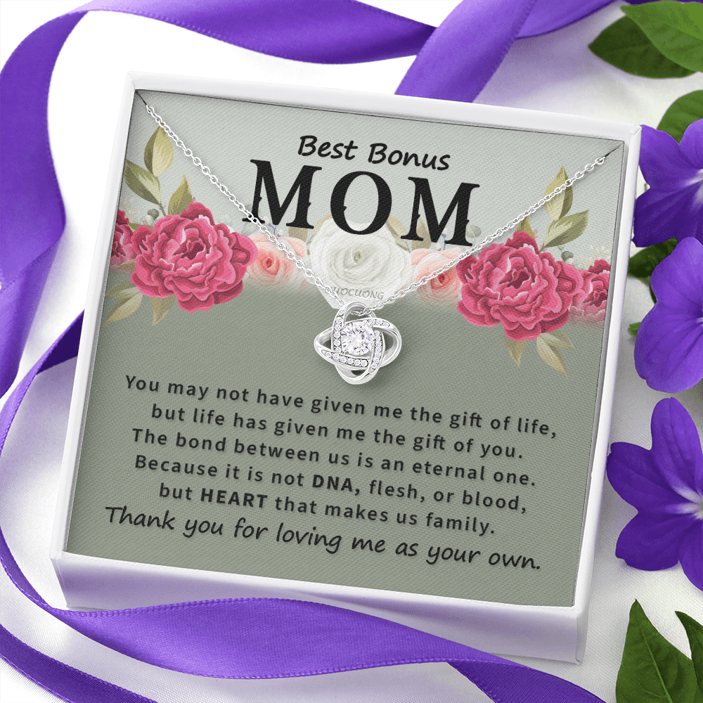 Bonus Mom Gifts from Bonus Daughter, To My Bonus Mom Necklace From Daughter, Necklace Gifts for Bonus Mom On Mothers Day, Anniversary, Mother And Daughter Necklace Gift For Mom, Mother Gift Necklace
