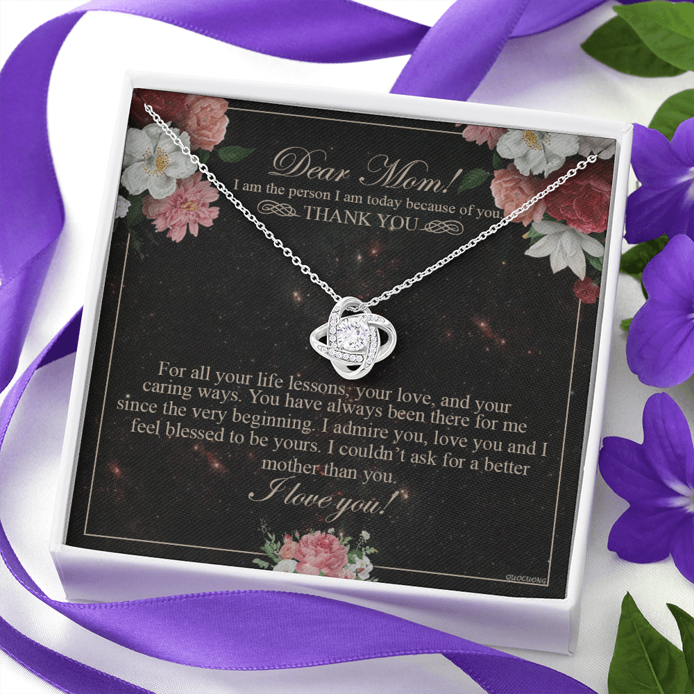 Meaningful Gift To Mom, Thank You Card For Mom, To My Mom Necklace From Daughter, I Love You Necklace For Mom, To Mom Love Knot Necklace, Jewelry For Mom On Birthday Gifts Mothers Day, Anniversary