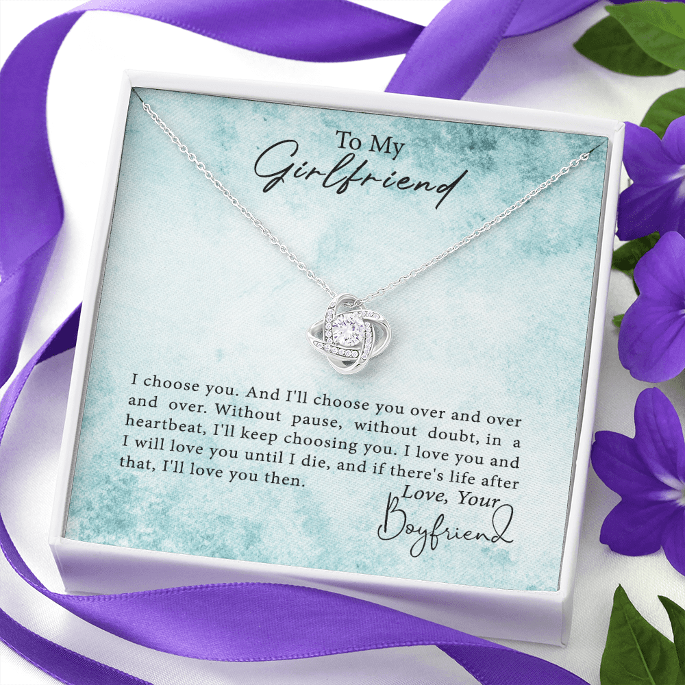 To My Girlfriend Necklace From Boyfriend, Husband, Gift Necklace For Girlfriend I Love You Then - Love Knot Pendant Gift For Girlfriend, Soulmate Necklace To Girlfriend Jewelry Gift For Girls