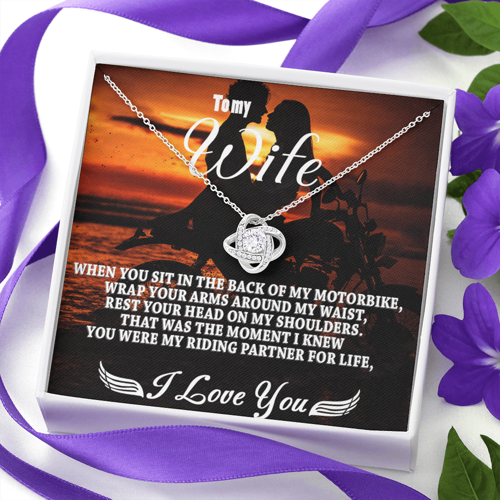 To My Wife Necklace From Husband, My Riding Partner For Life Necklace Gift For Wife From Men, Soulmate Gift Necklace Riding Partner Love Knot Necklace, Jewelry Gift For Women, I Love You Necklace