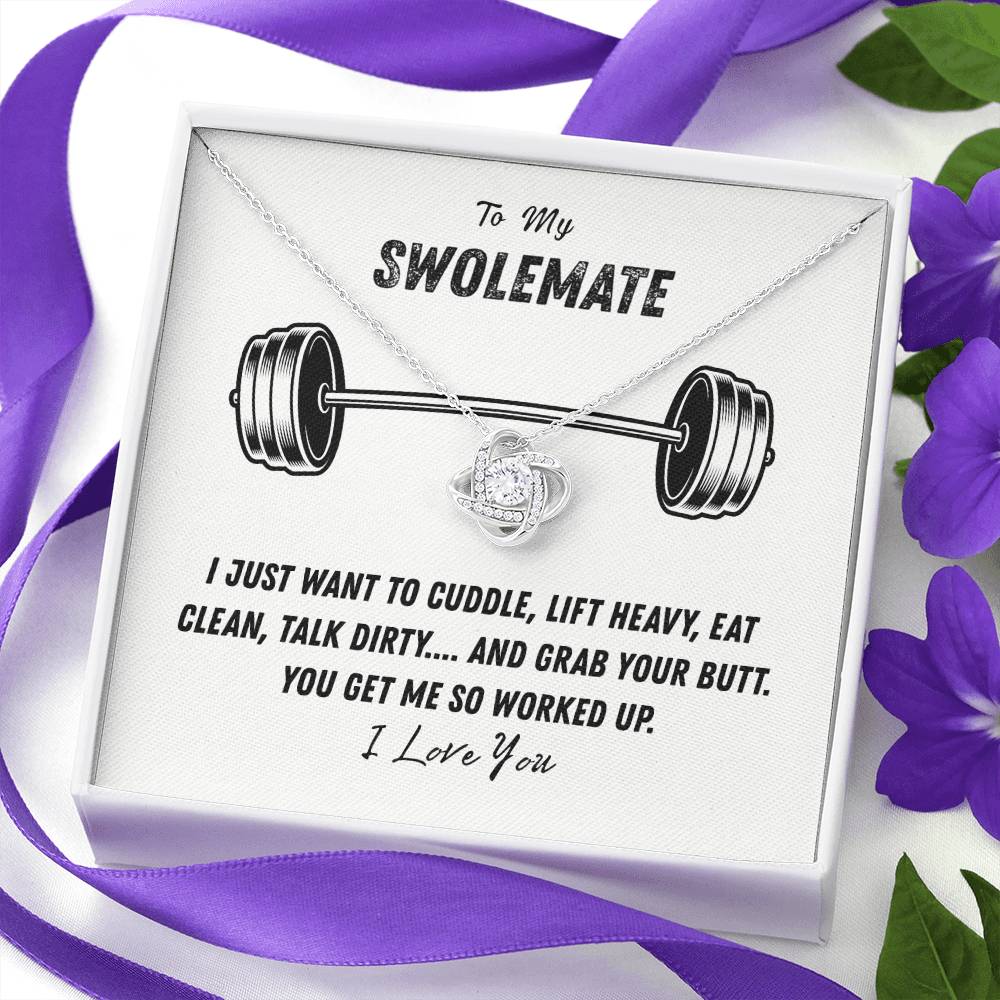 To My Swolemate Love Knot Necklace From Husband, Necklace Gift For Swolemate, Necklace Pendant, Swolemate Necklace, Birthday, Wedding Day, Necklace For Women, Swolemate Cubic Zirconia Necklace