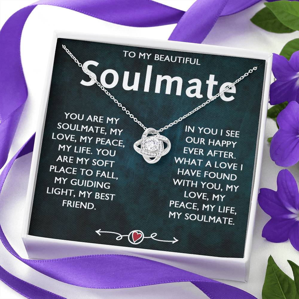 To My Beautiful Soulmate Necklace, Gift Necklace for Soulmate, Love Knot Necklace for Girlfriend, Soulmate Jewelry, Future Wife Gift Necklace, Necklace for Wife from Husband 14k White Gold