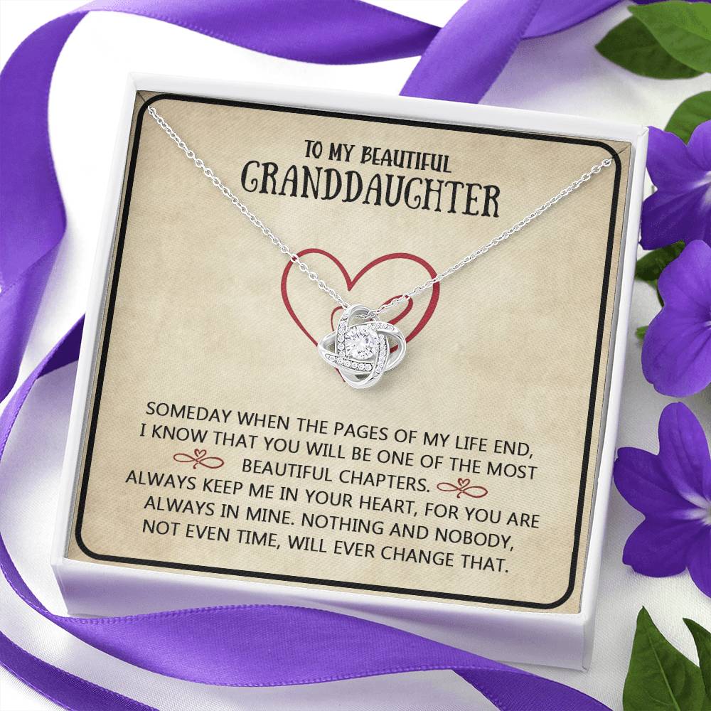 Granddaughter And Grandma Necklace, Love Knot Necklace For Granddauhter - To My Beautiful Granddaughter Necklace From Grandma, Beautiful Chapters Granddaughter Gift Necklace Jewelry To Granddaughter