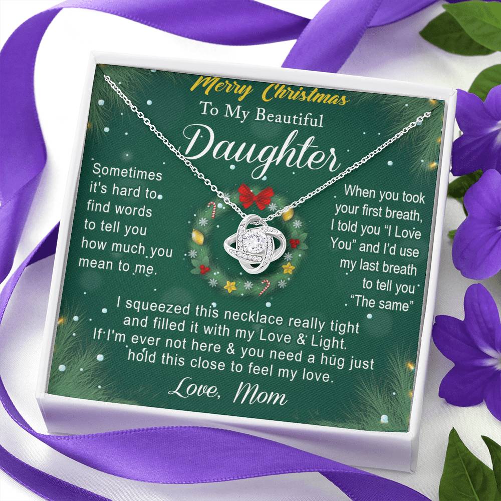 To My Beautiful Daughter Gift Necklace From Mom, Merry Christmas  Necklace For Daughter, Necklace for Christmas Daughter, Little Girl, Gift Pendant Mother And Daughter Jewelry Gift For Girls