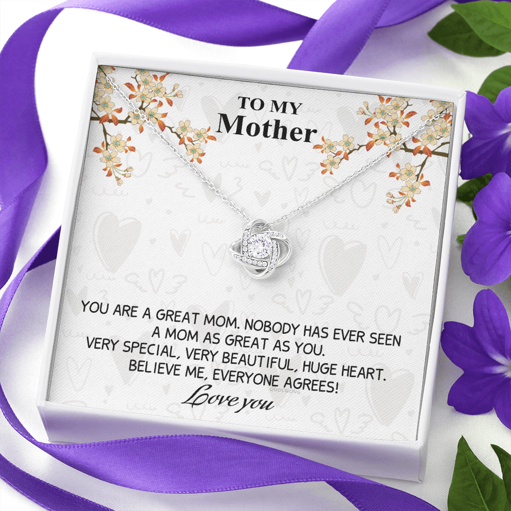 Great Mom Necklace, To My Mother Necklace From Daughter, The Love Knot Necklace Gift For Mom, Jewelry Gift For Women, Mother And Daughter Gift Necklace I Love You From Daughter To Mom Pendant