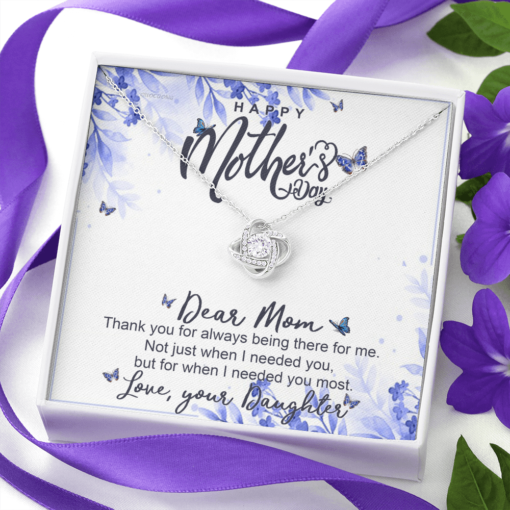 Happy Mother Day Necklace Gift For Mom, Dear Mom Necklace From Daughter, To My Mom Love Knot Necklace Gift On Mothers Day, Anniversary, Christmas Birthday Gifts, Jewelry Gift For Mom, Women