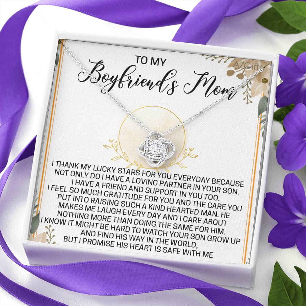 To My Boyfriend's Mom Necklace From Girlfriend,  Love Knot Pendant Gift For Boyfriend's Mom, Jewelry Gift Women, Boyfriend's Mom Gift Necklace On Mothers Day Birthday Presents for Mom Necklace