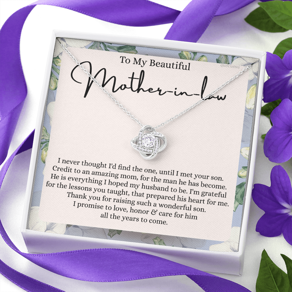 Mother In Law Gift Necklace, To My Beautiful Mother In Law Love Knot Necklace Gift From Daughter In Law, Mother And Daughter Gift Necklace Pendant, The Love Knot Necklace Gift For Mom Pendant