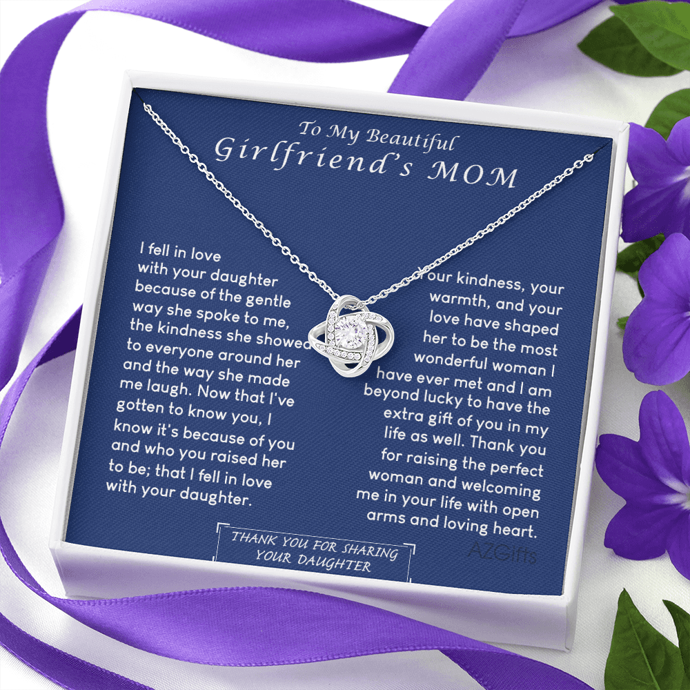 To My Girlfriend's Mom Necklace, Beautiful Girlfriend's Mom Necklace From Daughter Girlfriend's Mom Love Knot Necklace Gift Necklace For Girlfriend's Mom From Daughter Girlfriend's Mom Gift Necklace