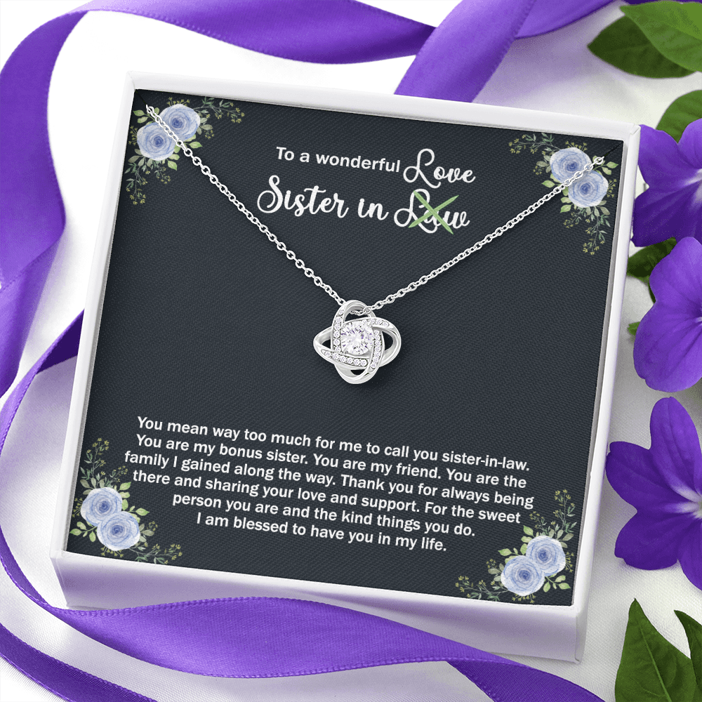 To A Wonderful Sister In Law Love Knot Necklace From Sister, I Love You Sister Gift Necklaces Sister-in-Law Gift Pendant Love Knot Jewelry Gift For Sister In Love Necklace, Unbiological Sister Gift
