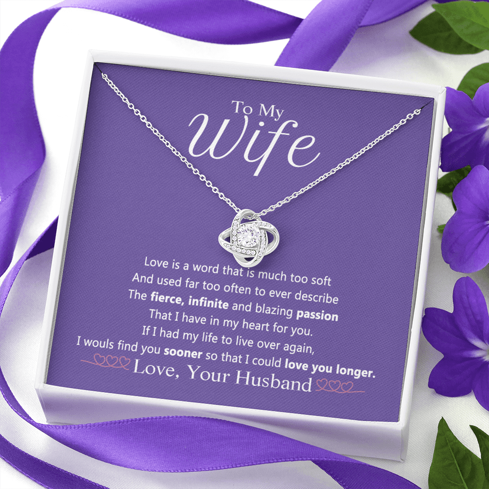 Wife Gift Necklace From Husband, To My Wife Necklace, Wife Love Knot Necklace From Husband, Jewelry Gift For Women Badass Wife Gift Necklace Soulmate Necklace Gift From Men Love You Longer Necklace