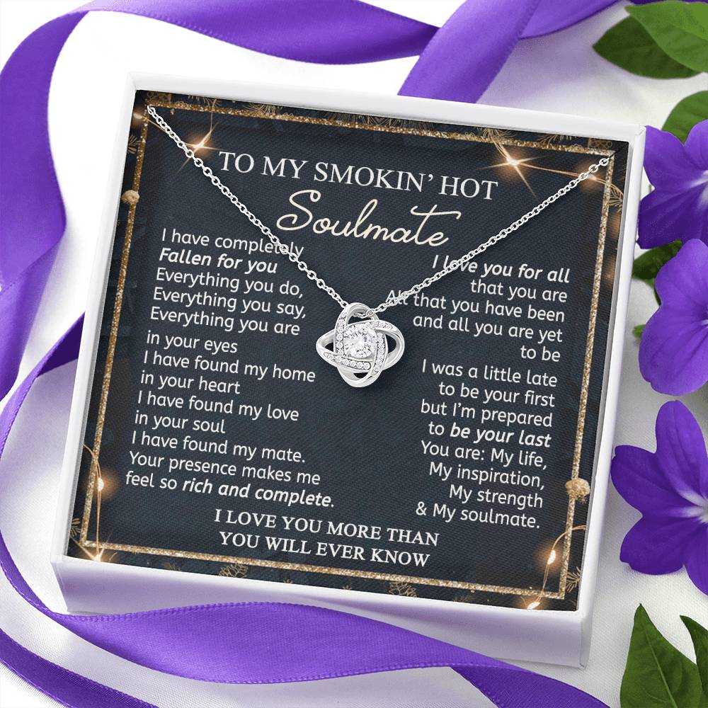 14k White Gold Gift Message Necklace For Smokin' Hot Soulmate Necklace, Wife Romantic Gift Necklce, My Soul Mate Necklace, To My Smoking Hot Wife Necklace, Necklace Gift For Wife From Husband