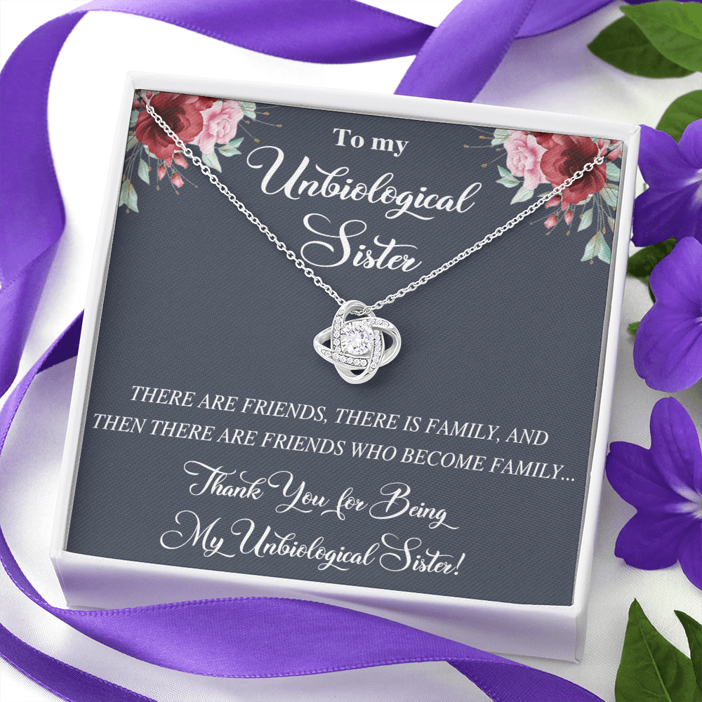 To My Sister Unbiological Gift Necklace - Best Friend Jewelry To My Unbiological Sister Love Knot Necklace From Brother, Sister BFF Gift Necklace Friendship Necklace Sister Jewelry Gifts for Women